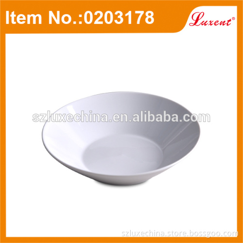 Round Shallow / Deep White Conical Porcelain Salad Bowl Stackable Duable